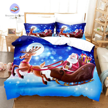 Housse de Couette Père Noel Renne Neige